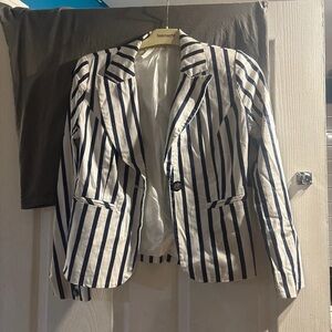 Banana Republic Navy and White Striped Blazer